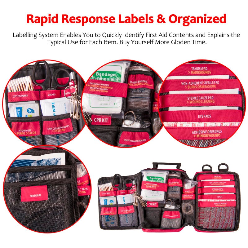 Pasenhome First Aid Kit, Trauma First Aid Kits with Labelled Compartments Molle System, Professional Emergency Kits for Home, Office, Car, Outdoor, Hiking, Travel, Camping - Image 2
